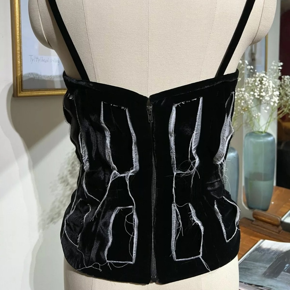 950$ MAISON MARGIELA TOP VELVET BLACK AND WHITE ZIPPER SIZE XS-S 40 IT - Picture 10 of 13